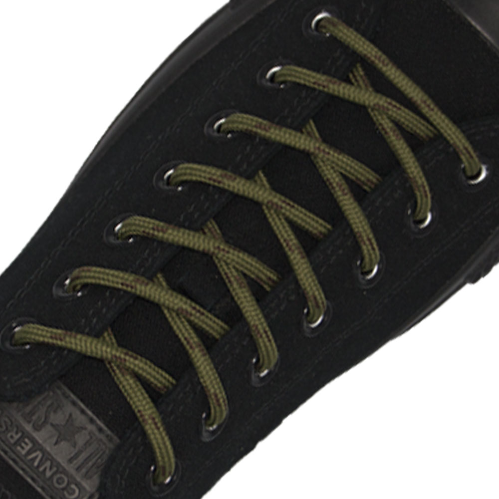 Army Green with Brown Spots Round - Spotted Shoelace