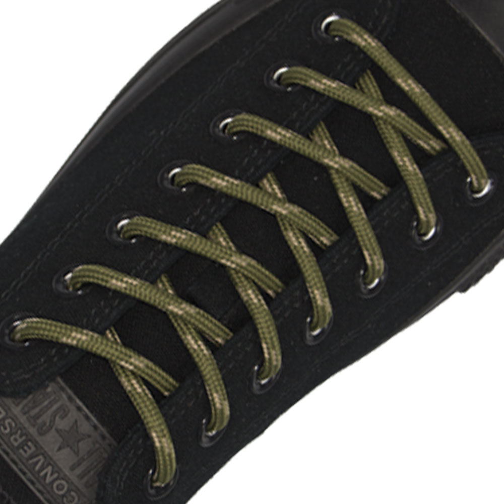 Army Green with Tan Spots Round - Spotted Shoelace