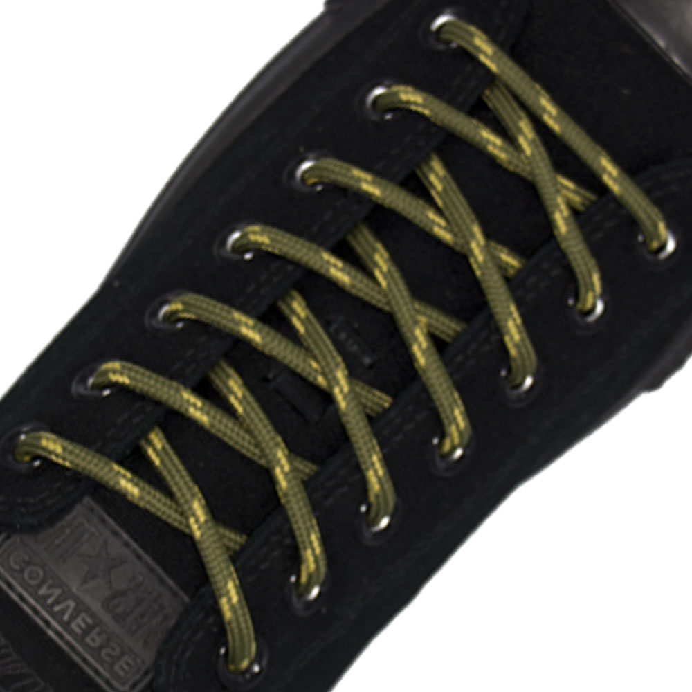 Army Green with Yellow Spots Round - Spotted Shoelace