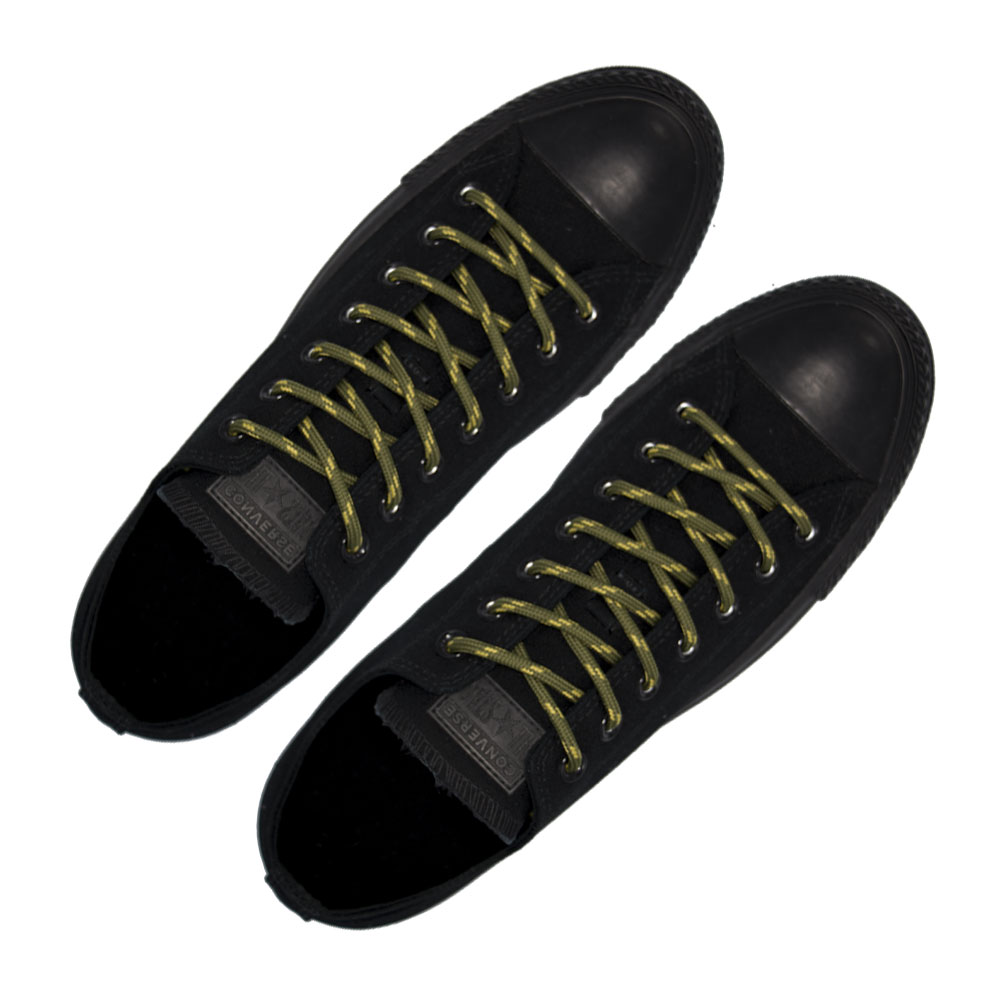Army Green with Yellow Spots - Round Spotted Shoelace - Length 120cm Ø4mm
