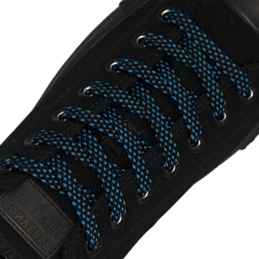 Spotted Shoelace - Black with Blue Spots Flat Width 1cm
