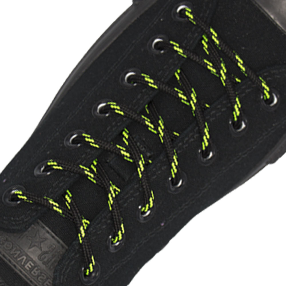 Black with Green Spots Round - Spotted Shoelace