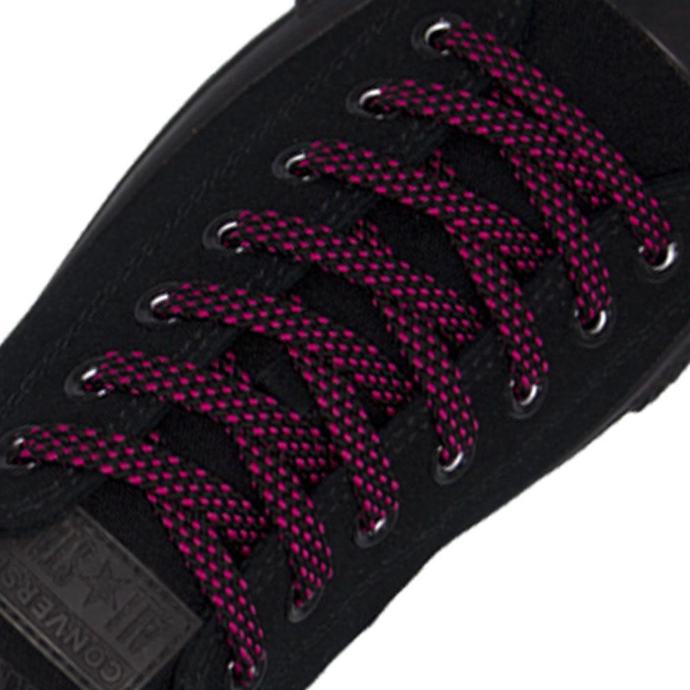 Spotted Shoelace Black with Pink Spots Flat Width 1cm