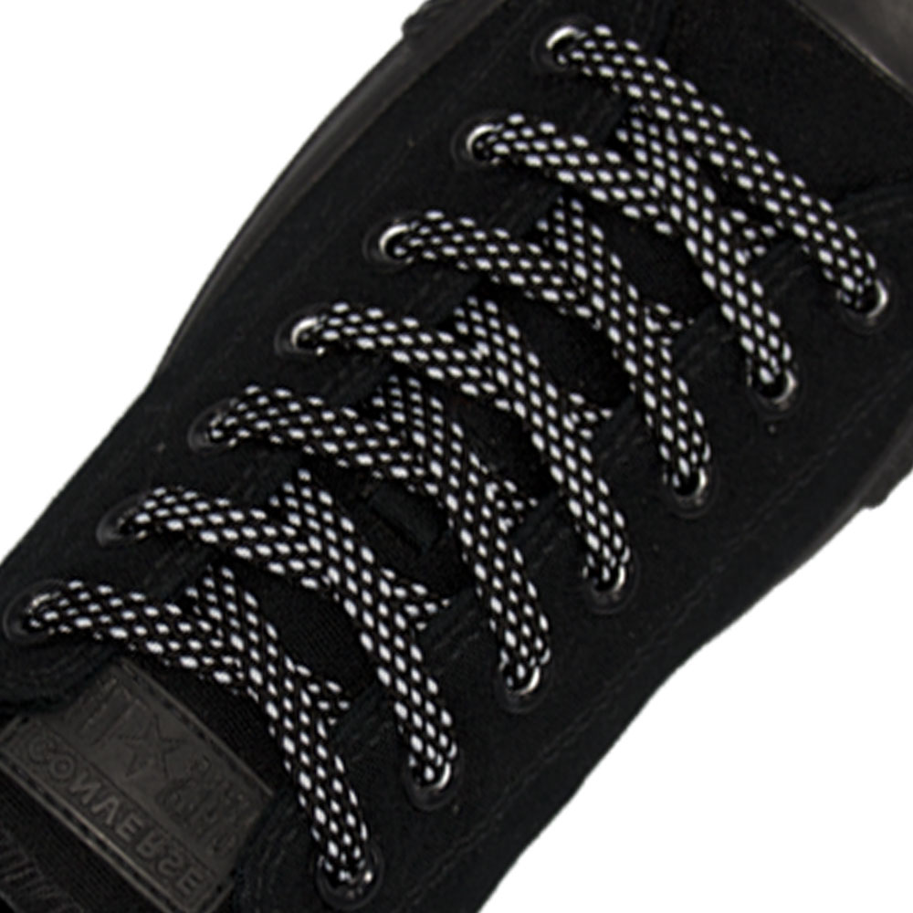 Spotted Shoelace - Black with White Spots Flat Width 1cm

