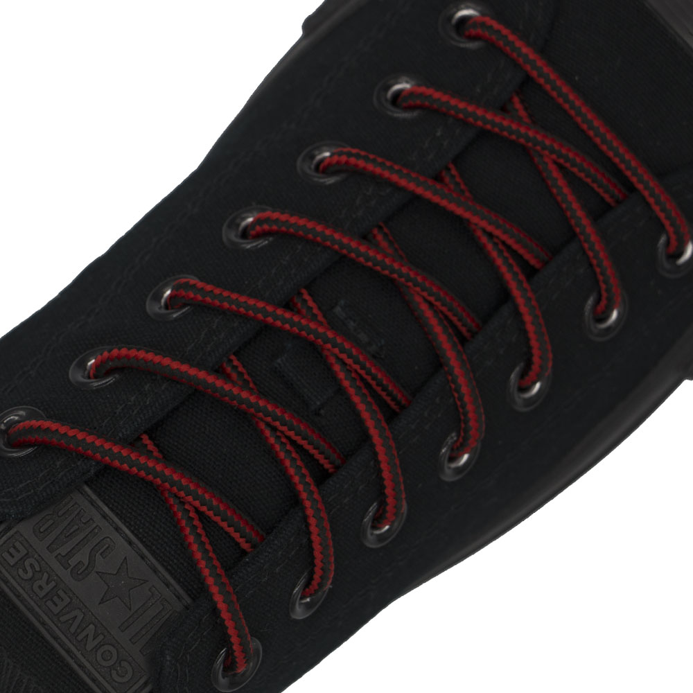 Red Black Two Tone Bootlace Shoelace - Ø5mm