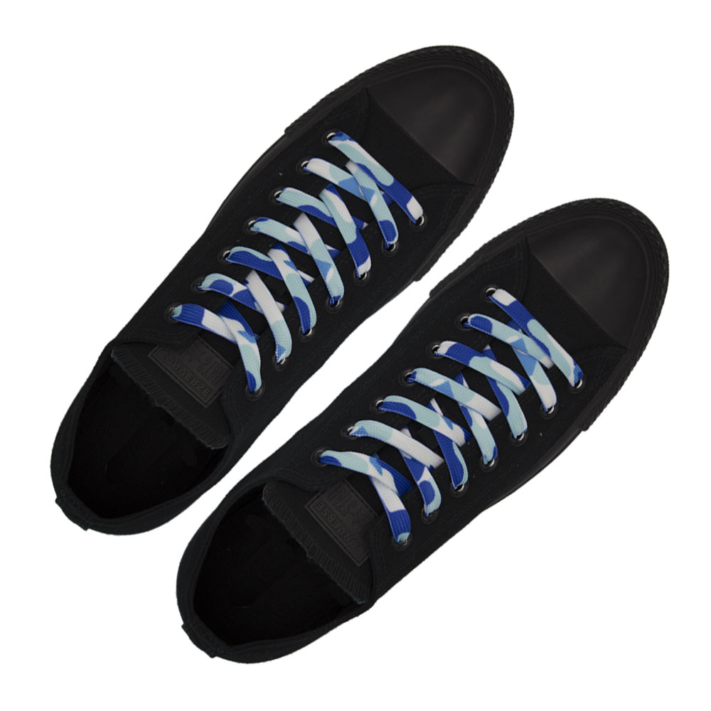Blue Camouflage Shoelace - Flat Length 140cm Width 1cm