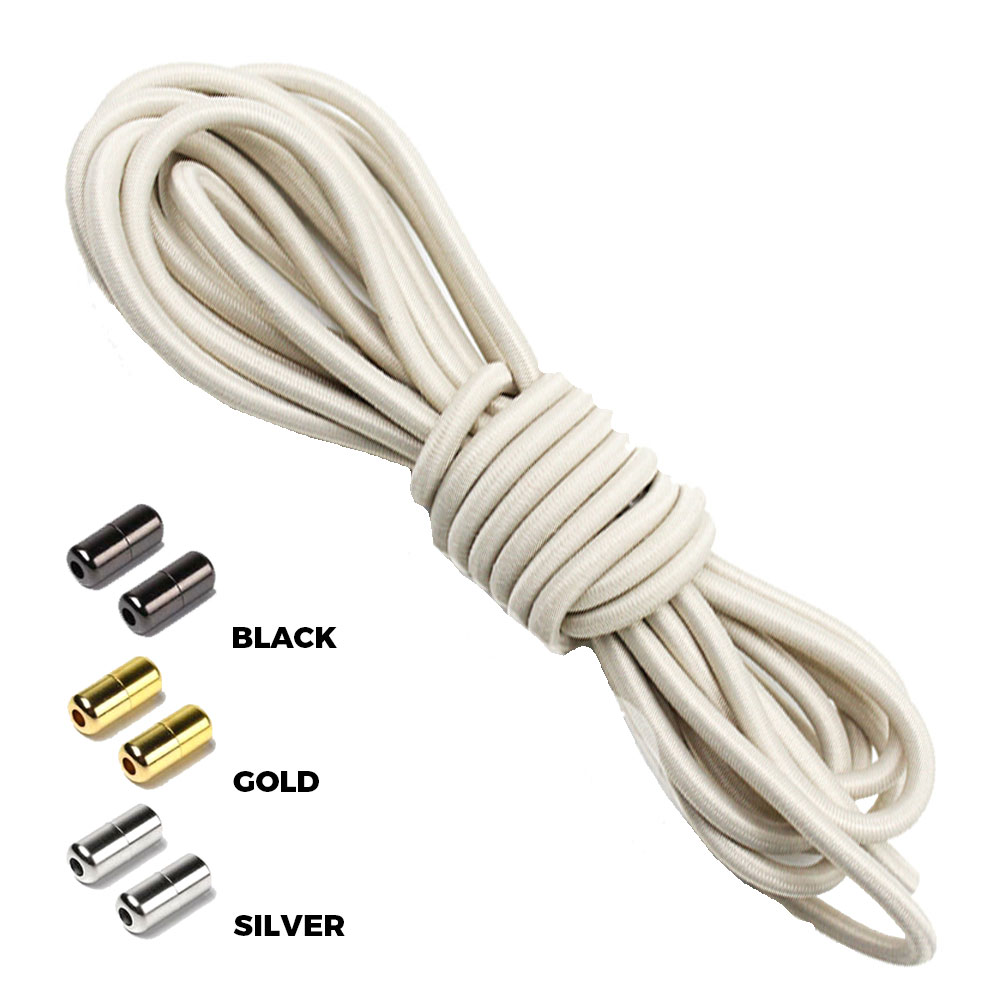 Antique White Round Elastic Shoelaces Capsule Lock