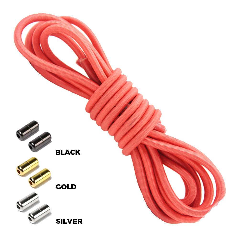 Watermelon Red Round Elastic Shoelaces Capsule Lock