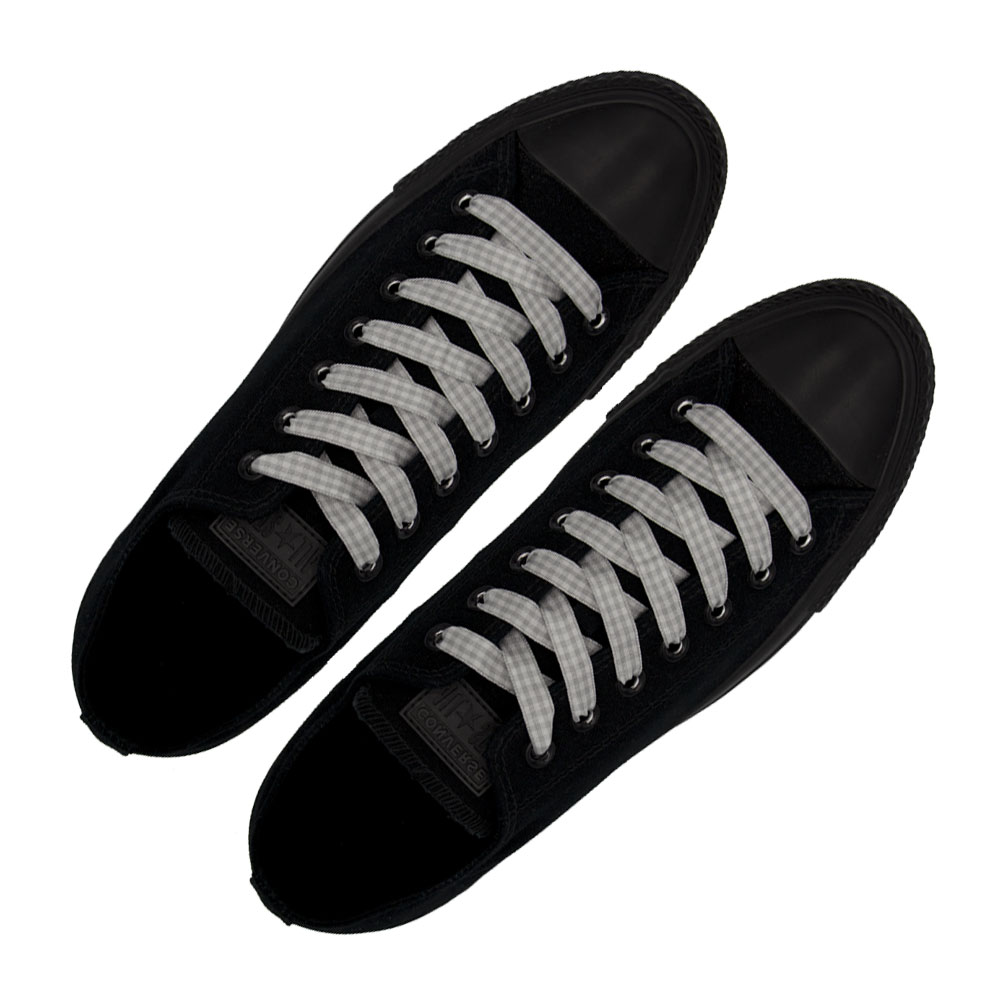 Grey Shoelace Check - 120cm Length 1cm Width Flat