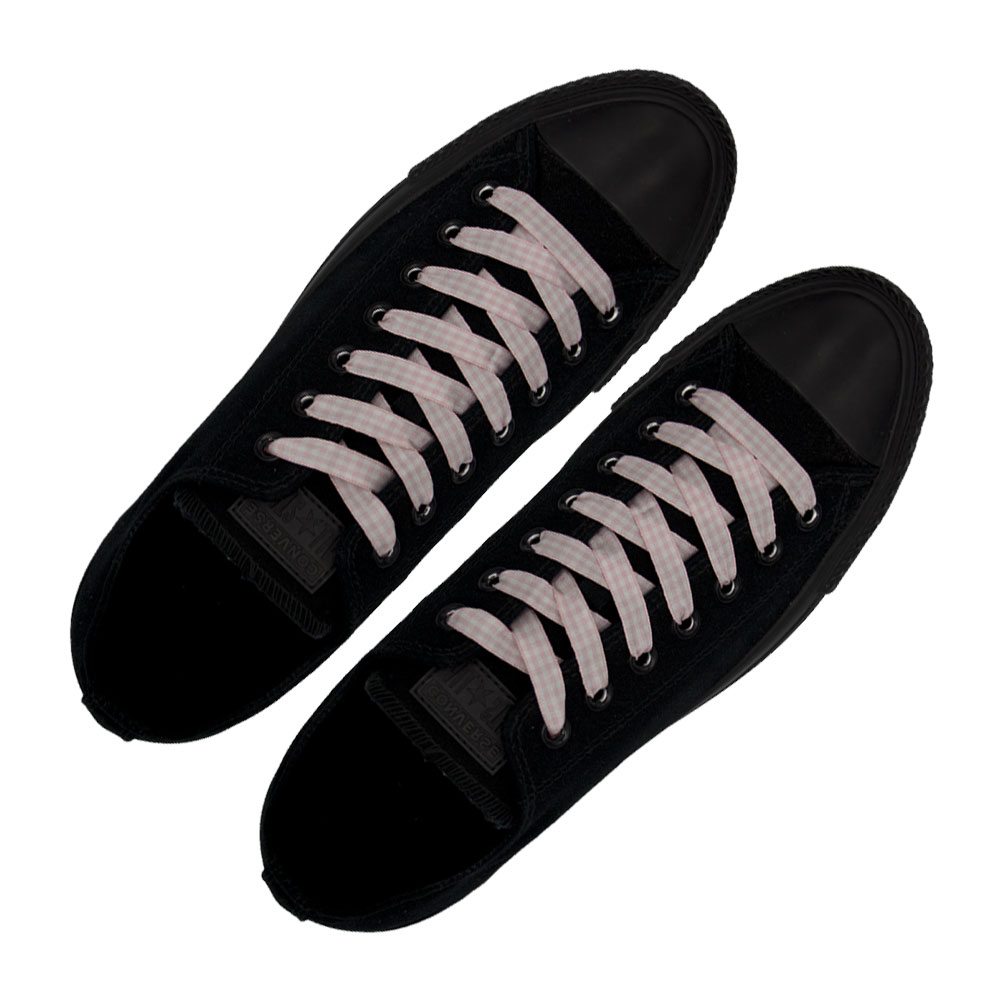 Check Shoelace - Light Pink 120cm Length 1cm Width Flat