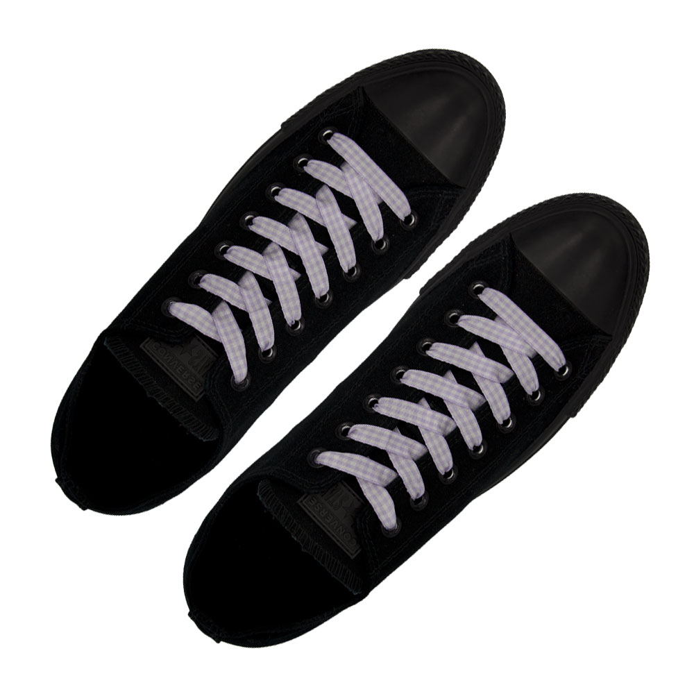 Check Shoelace - Light Purple 120cm Length 1cm Width Flat