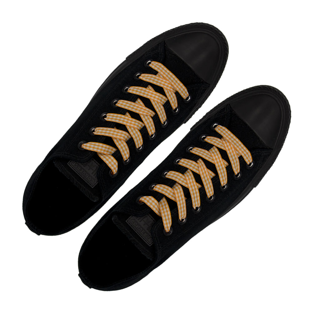 Check Shoelace - Orange 120cm Length 1cm Width Flat