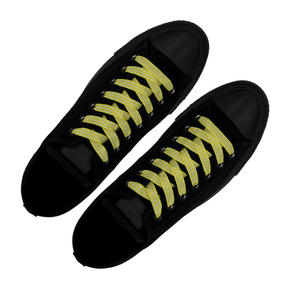 Check Shoelace - Yellow 120cm Length 1cm Width Flat