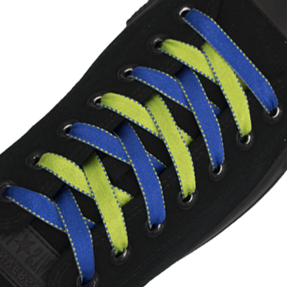 Satin Ribbon Shoelaces Two Tone - Blue Green 1cm Width