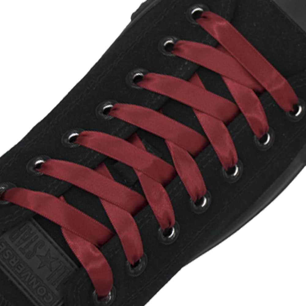 Satin Ribbon Shoelaces - Scarlet Red 1cm Width