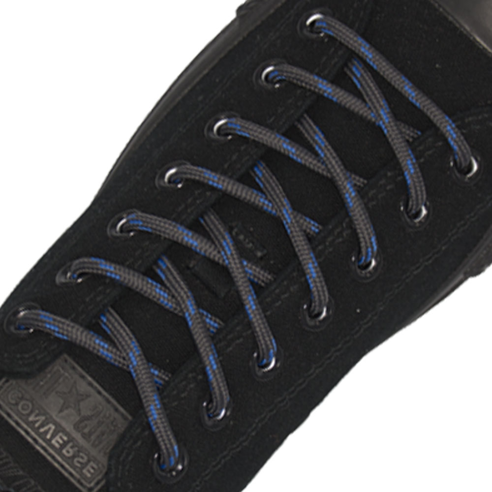 Dark Grey with Blue Spots Round - Spotted Shoelace