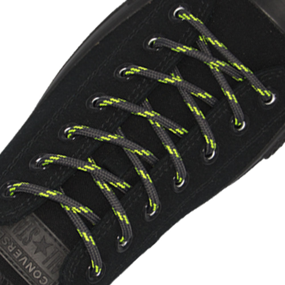 Dark Grey with Green Spots Round - Spotted Shoelace