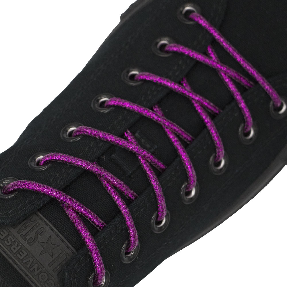 Hot Pink Round Glitter Shoelaces
