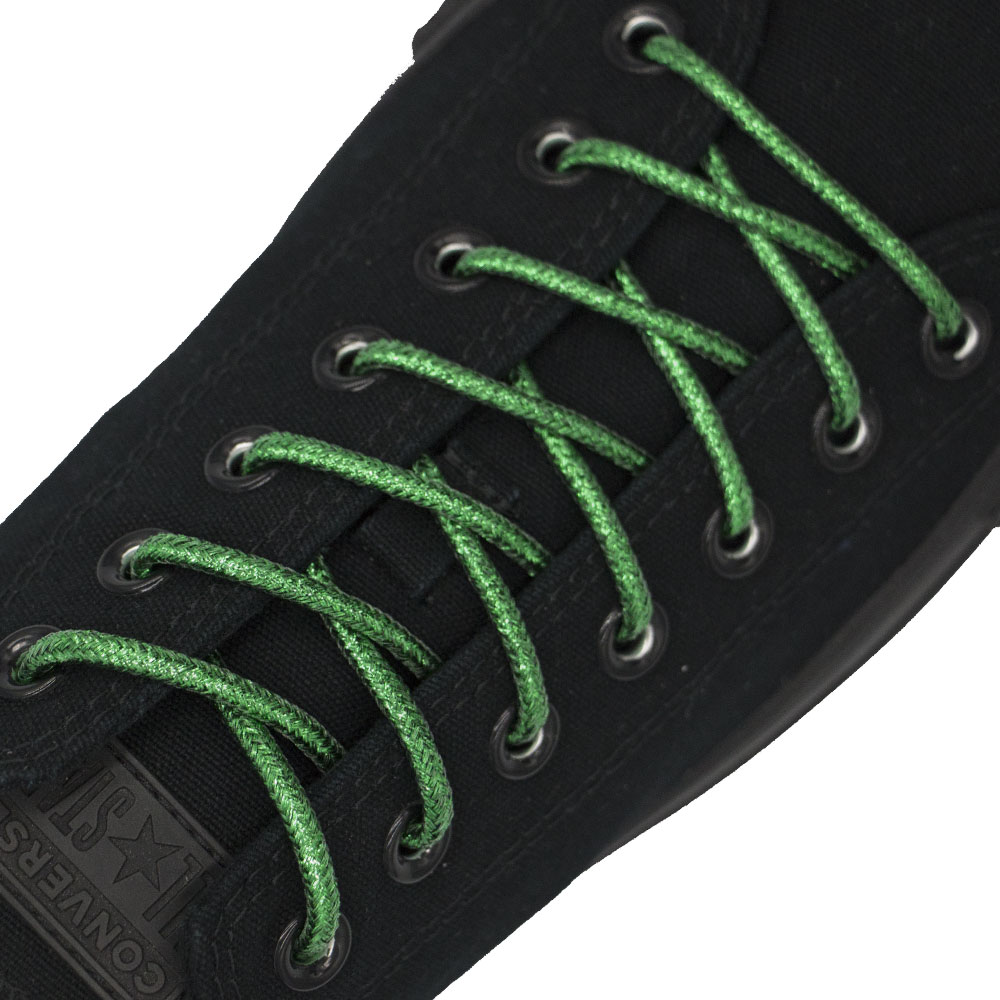 Green Round Glitter Shoelaces