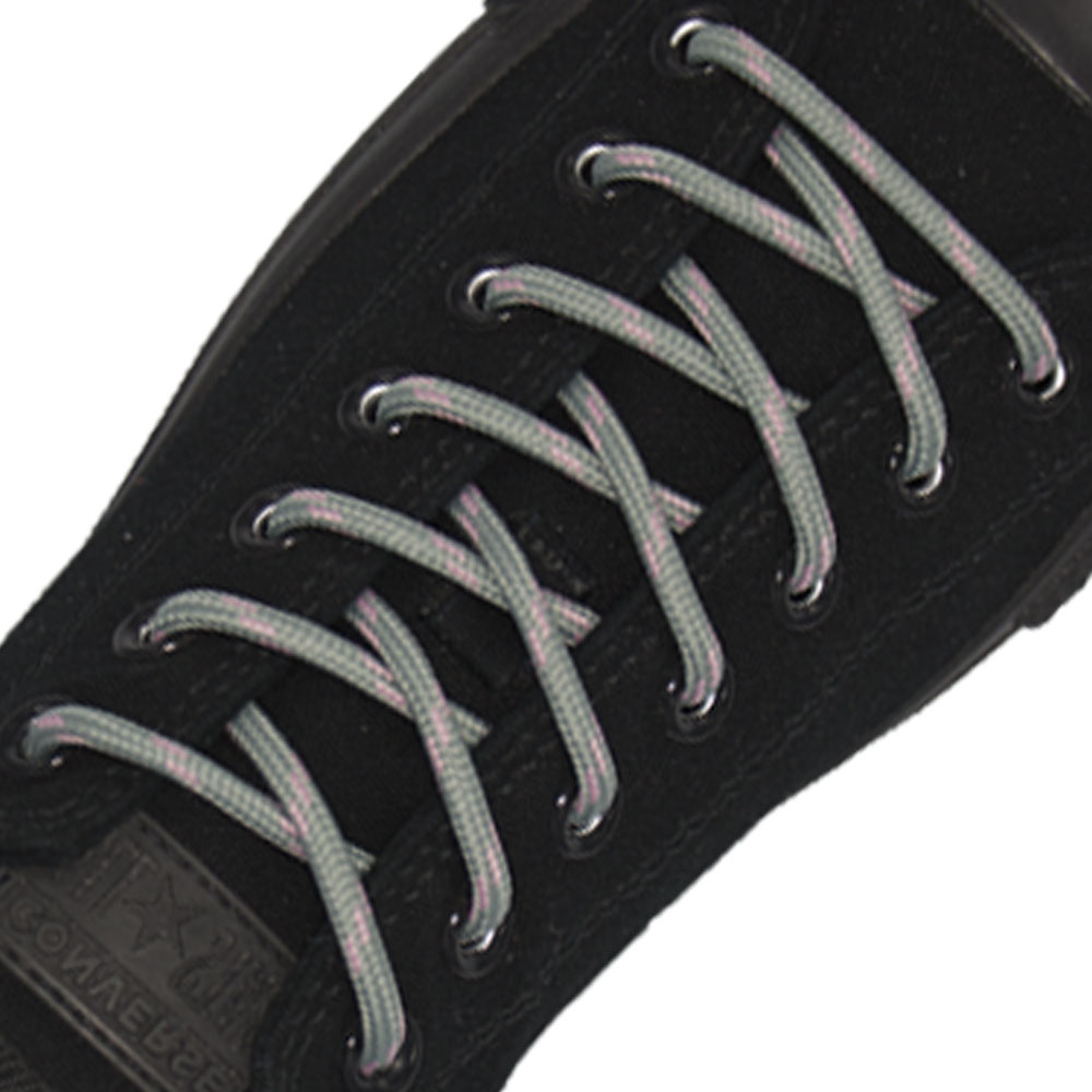 Grey with Pink Spots Round - Spotted Shoelace