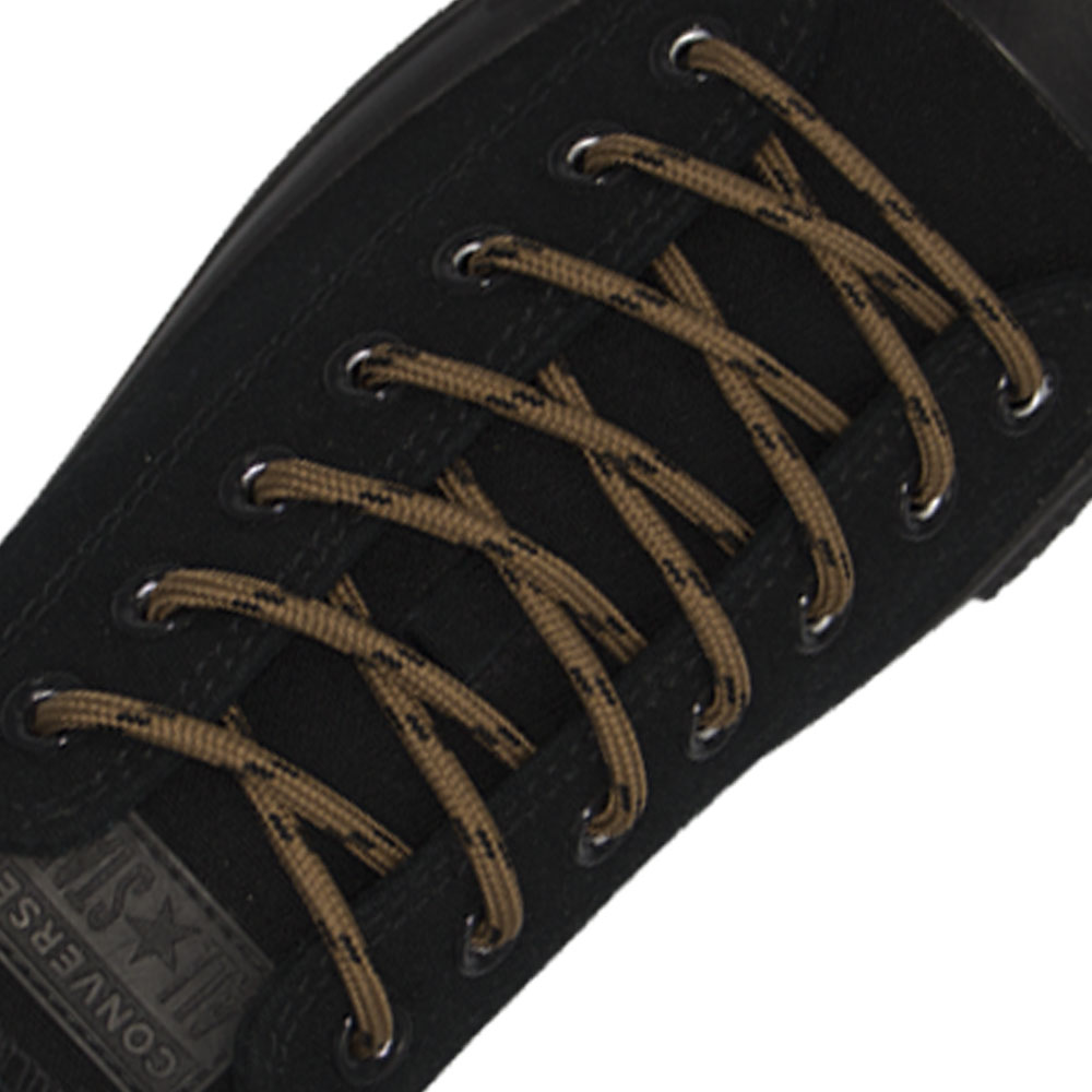 Light Brown with Black Spots Round - Spotted Shoelace
