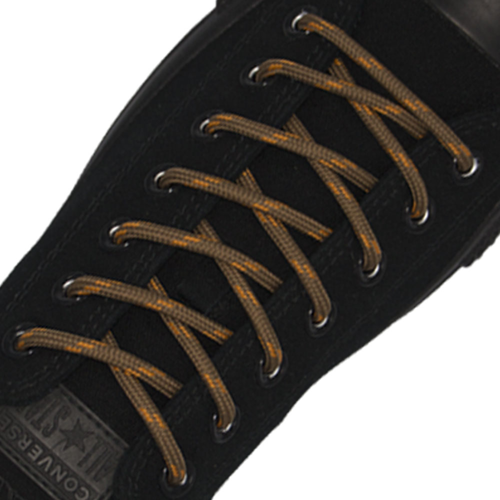 Light Brown with Orange Spots Round - Spotted Shoelace