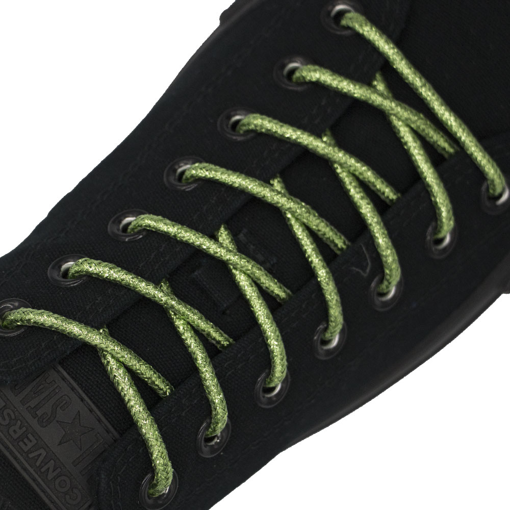 Light Green Round Glitter Shoelaces