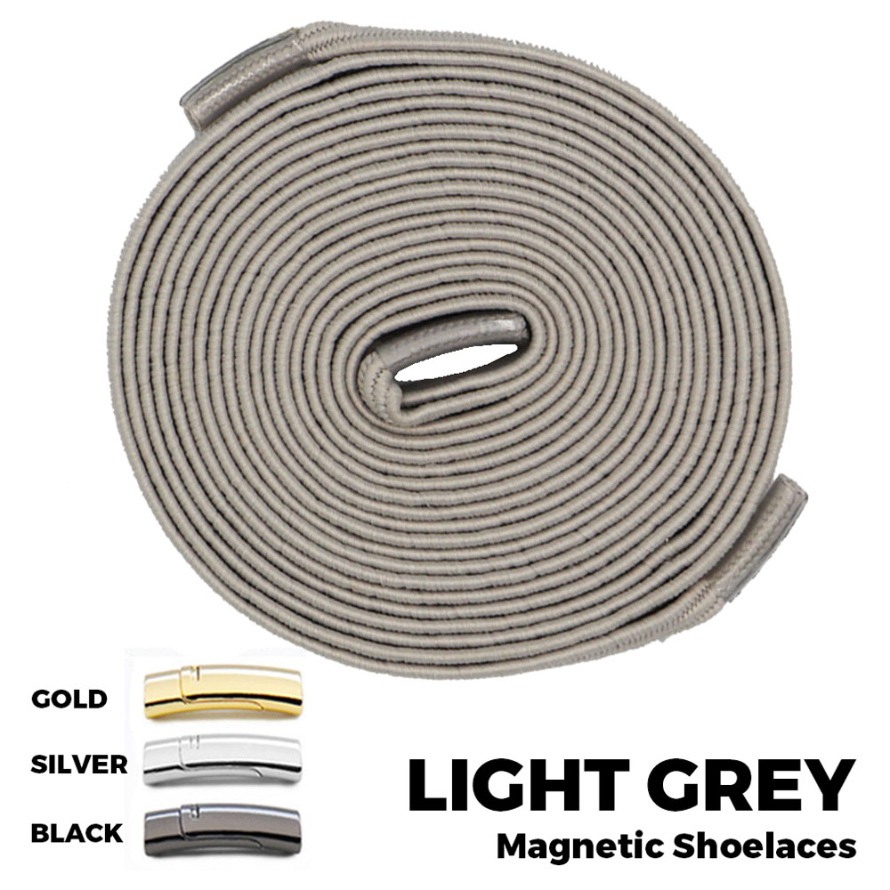 Light Grey Magnetic Shoelace Lock Flat Elastic No-Tie Laces