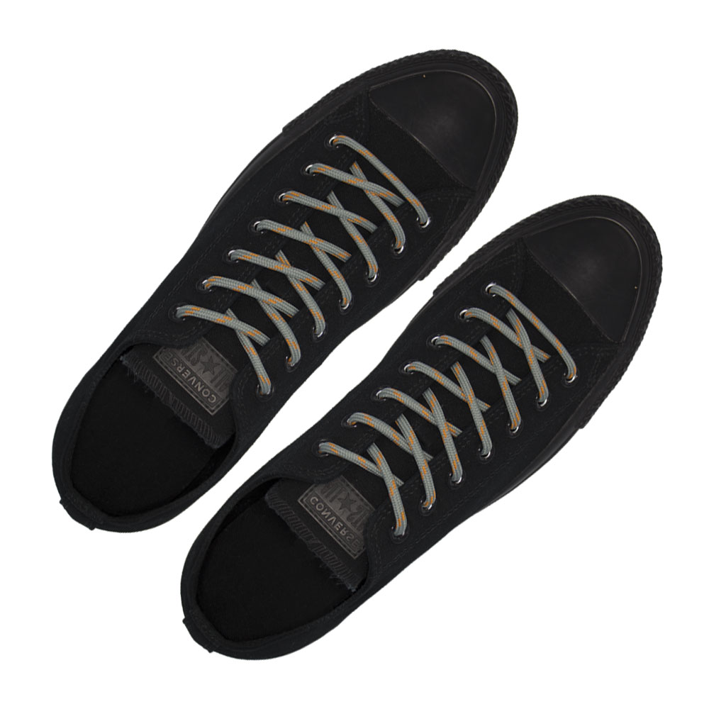 Grey Orange Round Spotted Shoelace