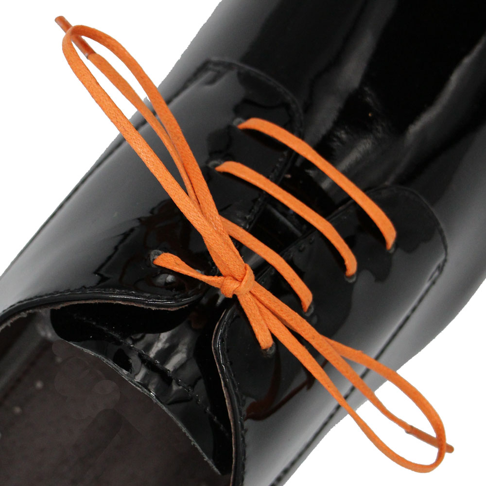 Orange Wax Shoelace Flat - 3mm