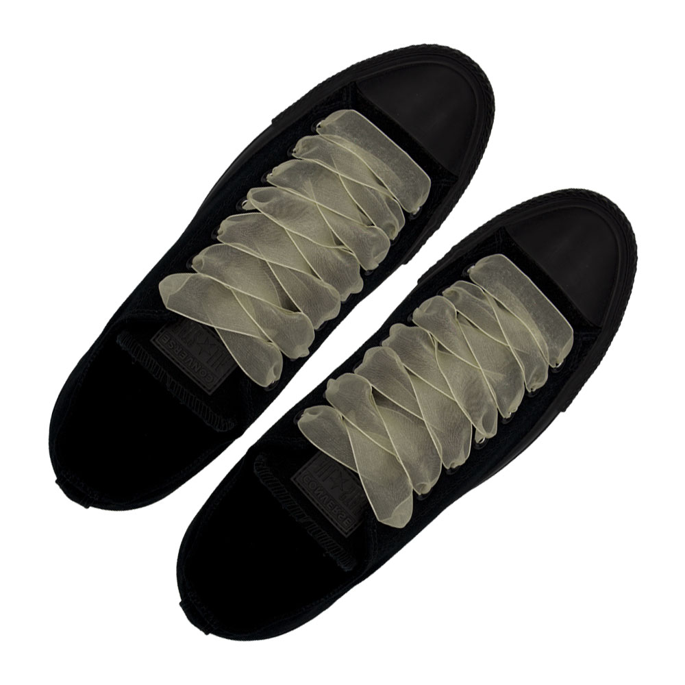 Organza Shoelaces - Antique White 120cm Length 2.5cm Width Flat