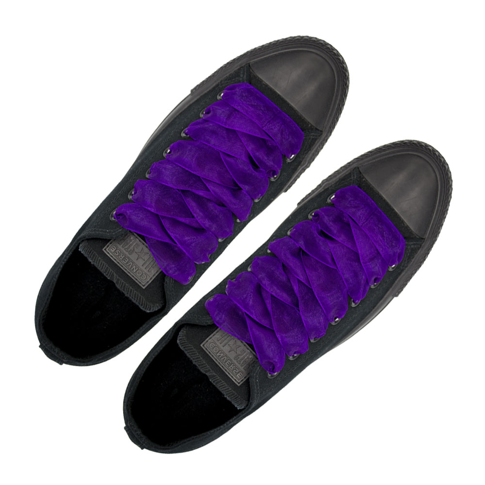 Organza Shoelaces - Dark Purple 120 Length 2.5cm Width Flat