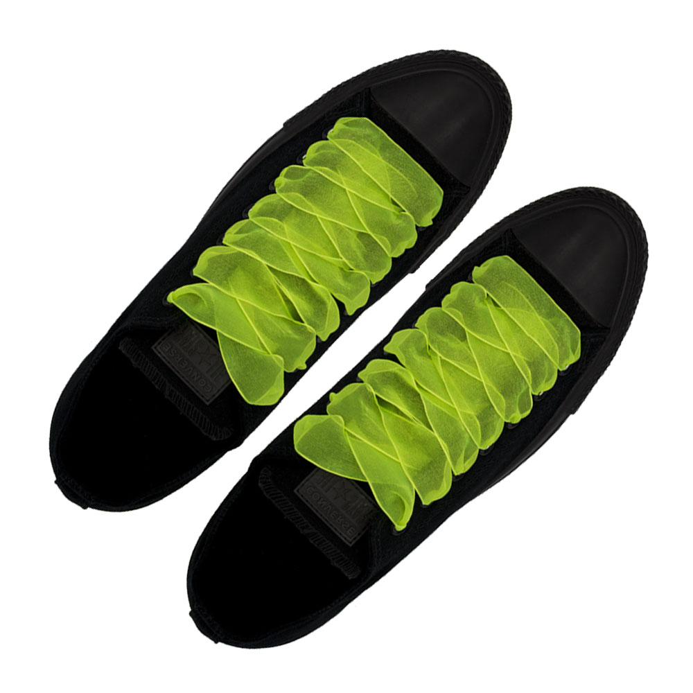 Organza Shoelaces - Fluro Yellow 120cm Length 2.5cm Width Flat