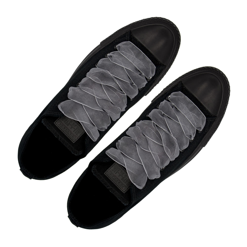 Organza Shoelaces - Grey 120cm Length 2.5cm Width Flat