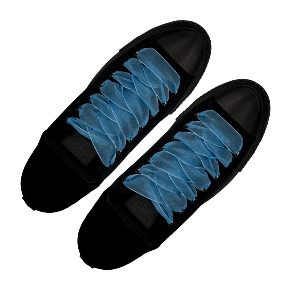 Organza Shoelaces - Island Blue 120cm Length 2.5cm Width Flat