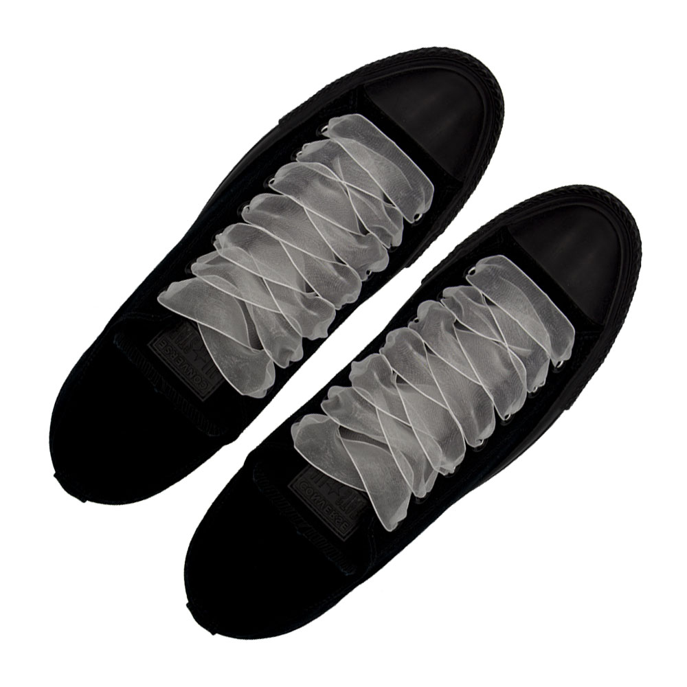 Organza Shoelaces - White 120cm Length 2.5cm Width Flat