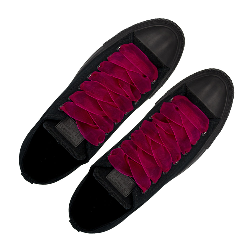 Organza Shoelaces - Wine Red 120cm Length 2.5cm Width Flat