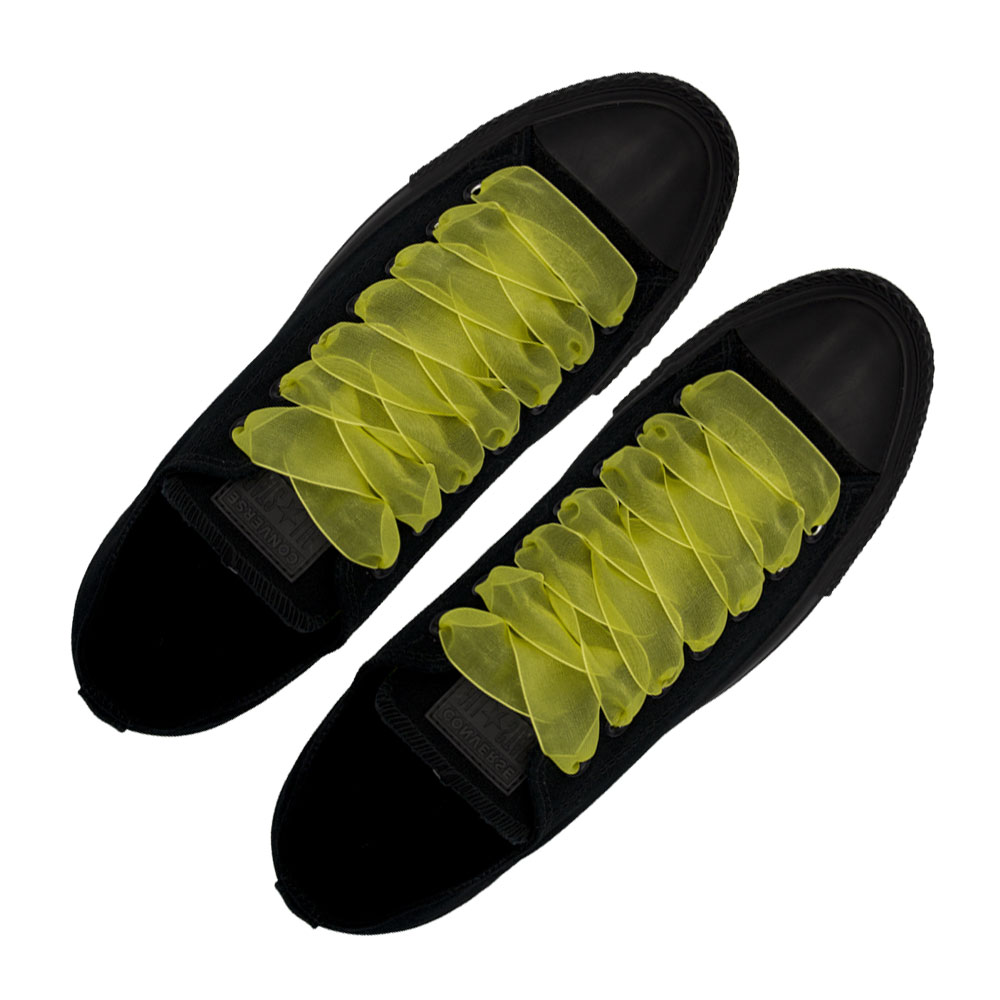 Organza Shoelaces - Yellow 120cm Length 2.5cm Width Flat