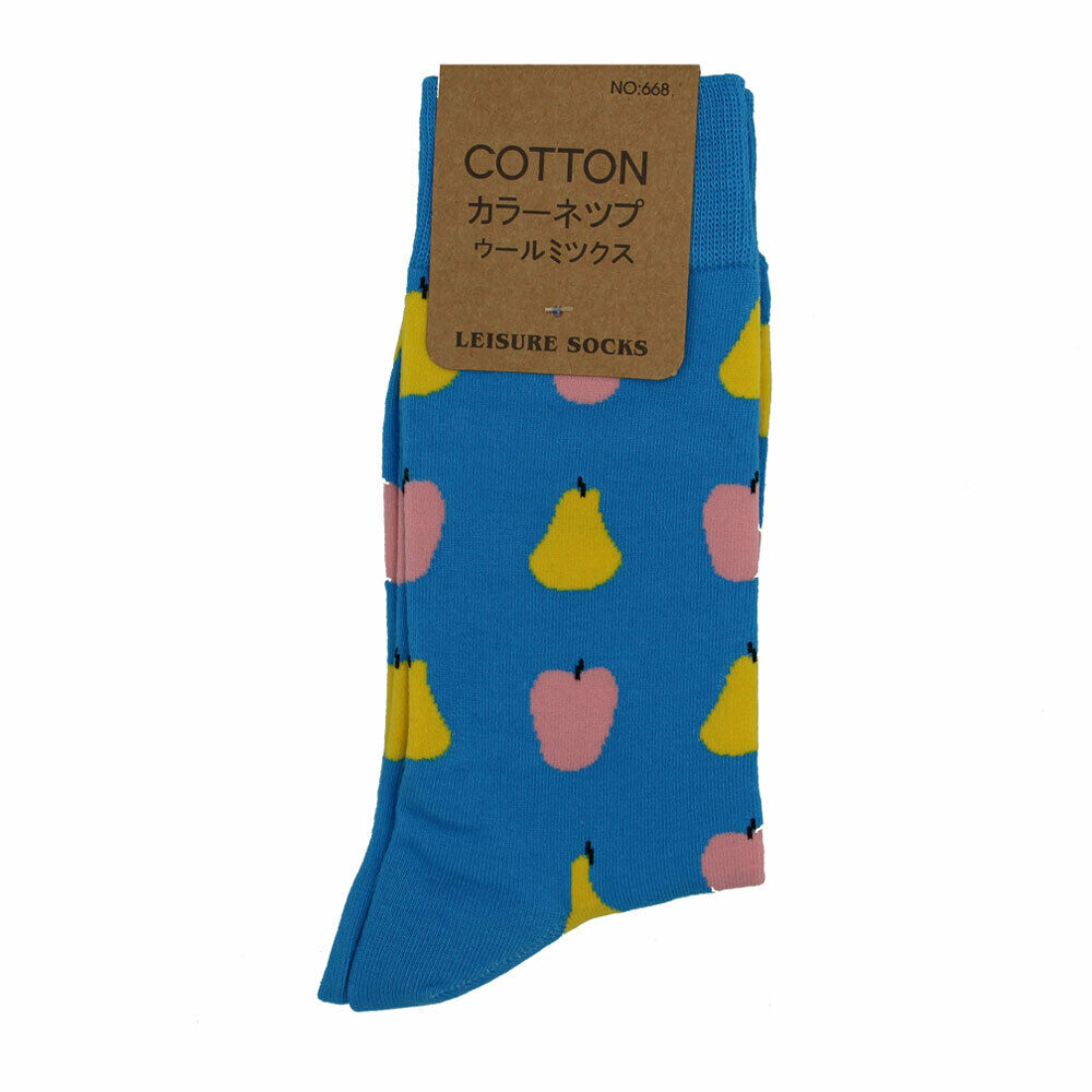 Pink Apple Yellow Pear Crew Socks