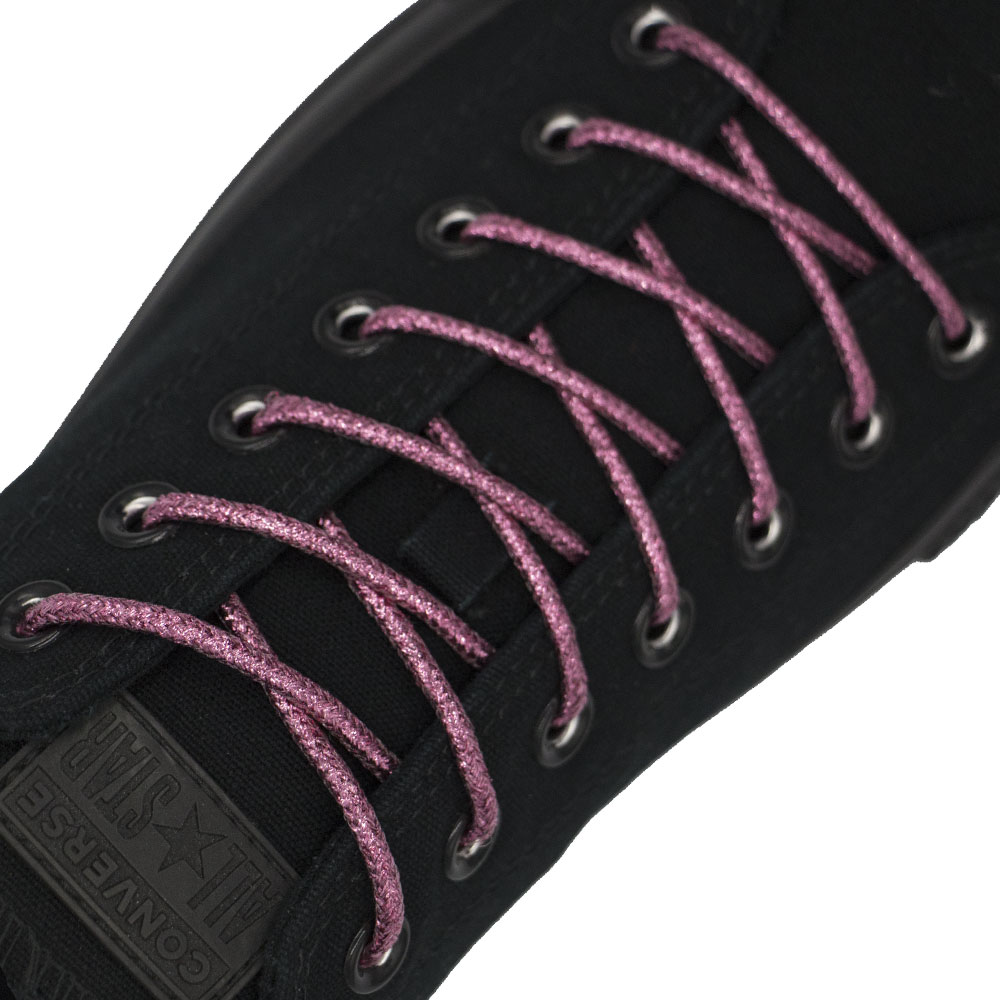 Pink Glitter Round Shoelaces