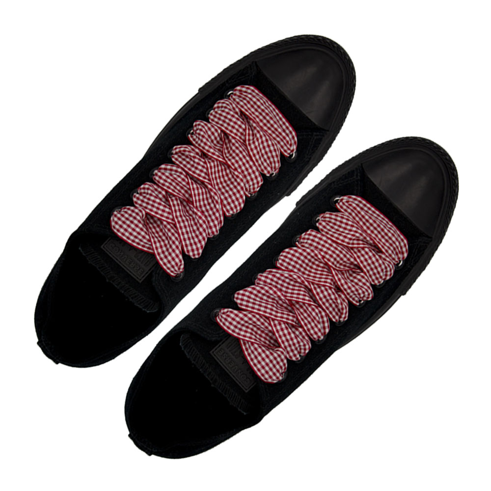 Plaid Shoelace Checkered Medium - Red Flat Length 120cm Width 2.5cm