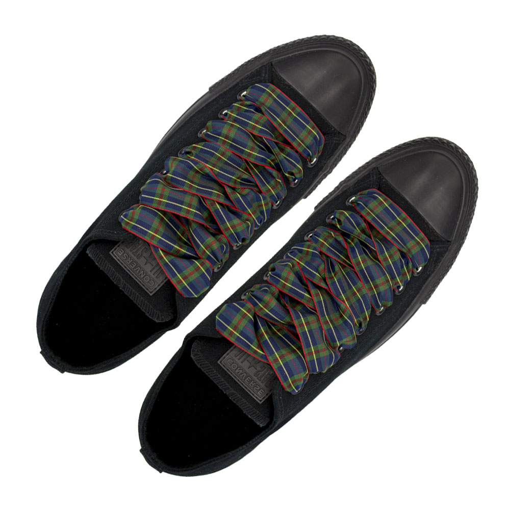 Plaid Shoelace Stripe - Blue Green Red Flat Length 120cm Width 2.5cm