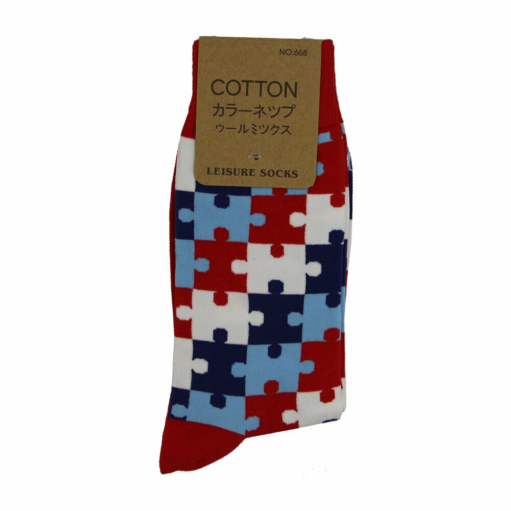 Red Blue White Pizzle Crew Socks