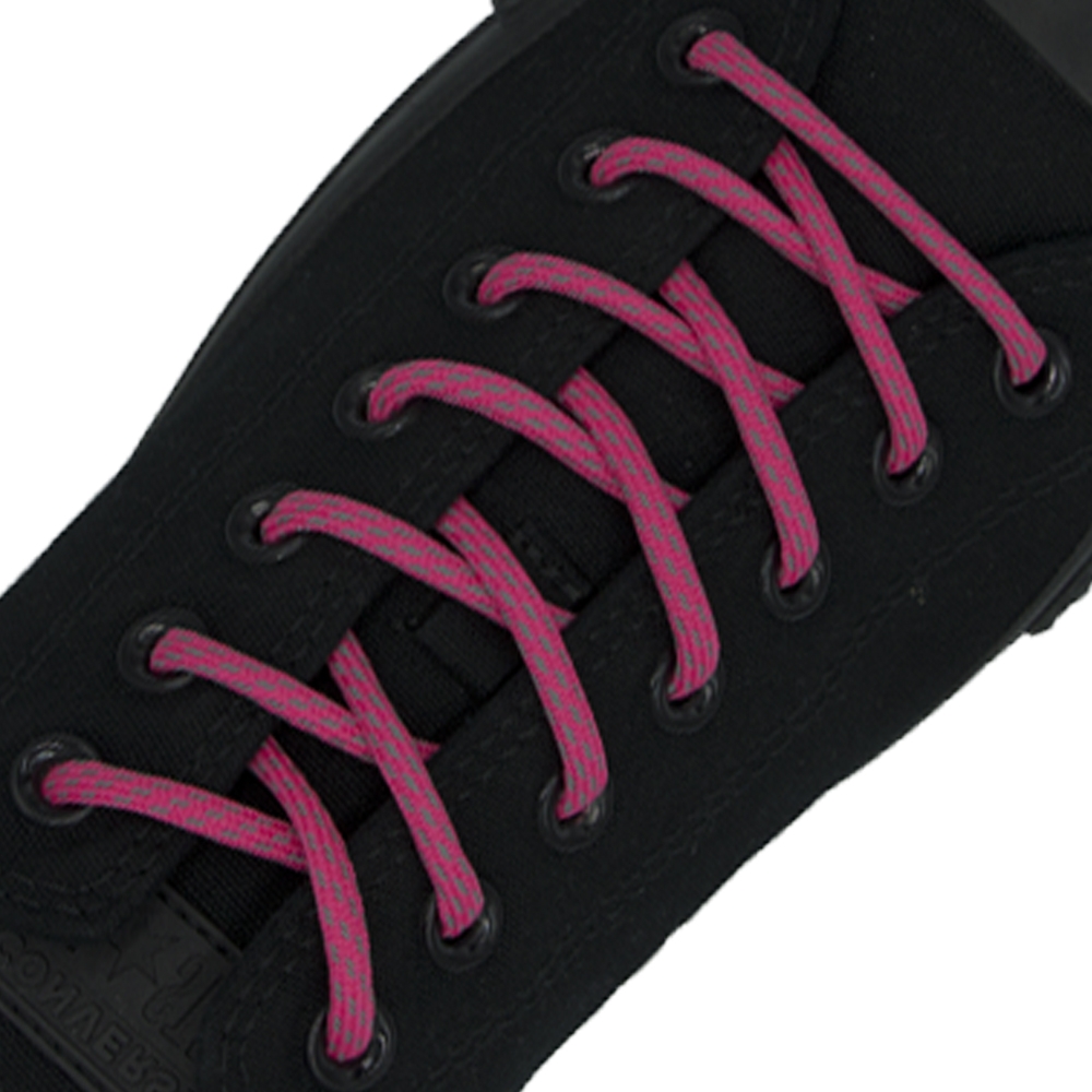 Reflective Shoelaces Round Neon Pink - Ø5mm Dash