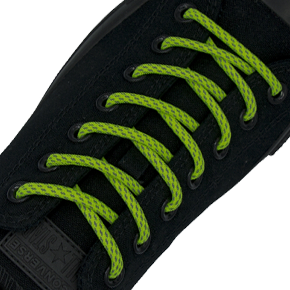 Reflective Shoelaces Round Fluro Yellow - Ø5mm Dash