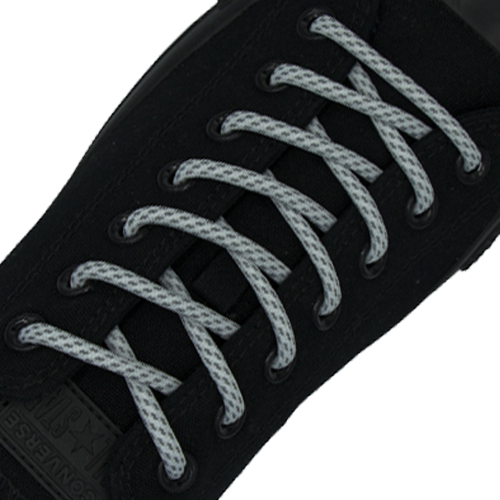 Reflective Shoelaces Round White - Ø5mm Dash