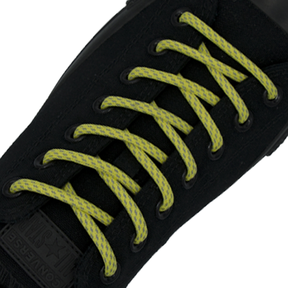 Reflective Shoelaces Round Yellow - Ø5mm Dash
