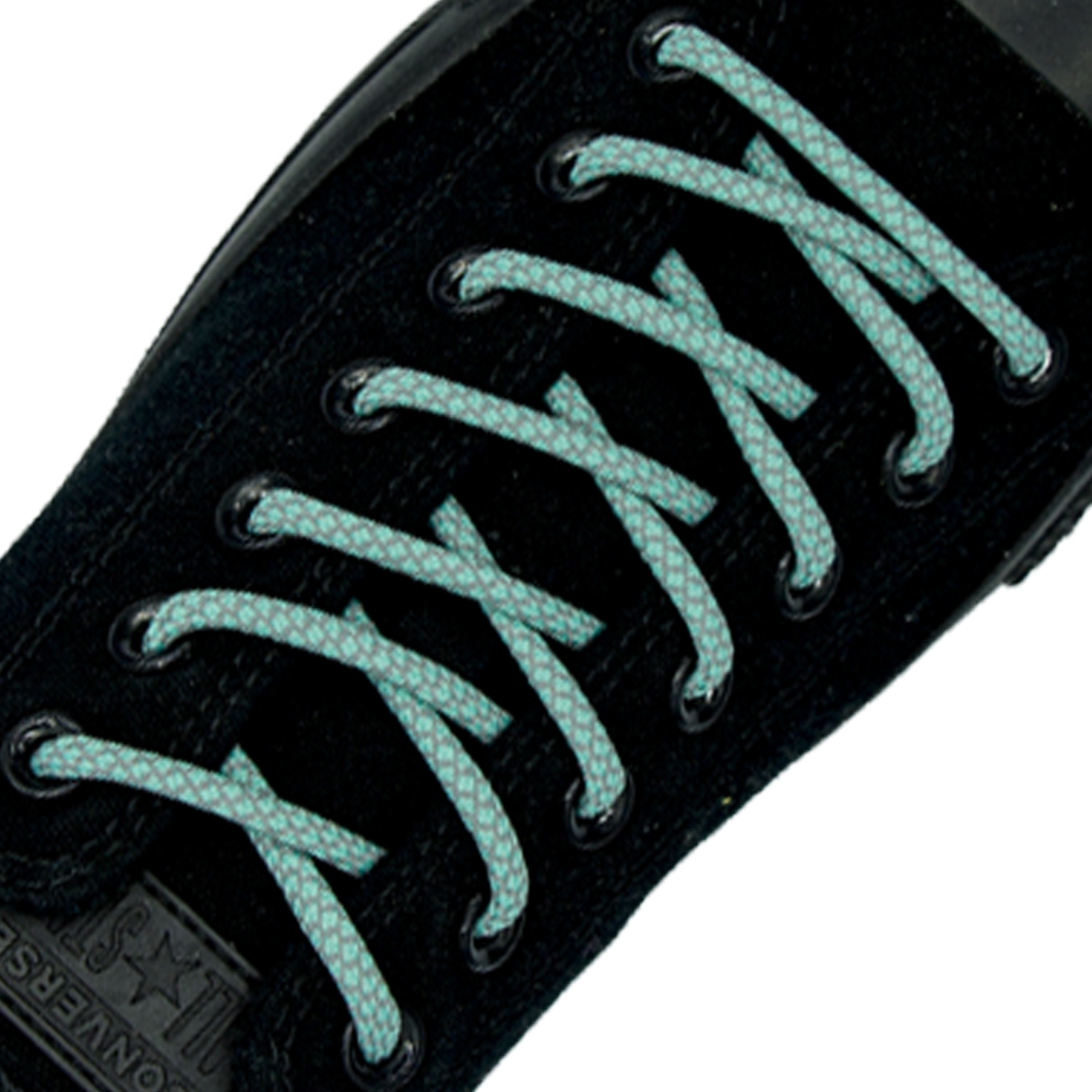 Reflective Shoelaces Round Aqua - Ø5mm Cross