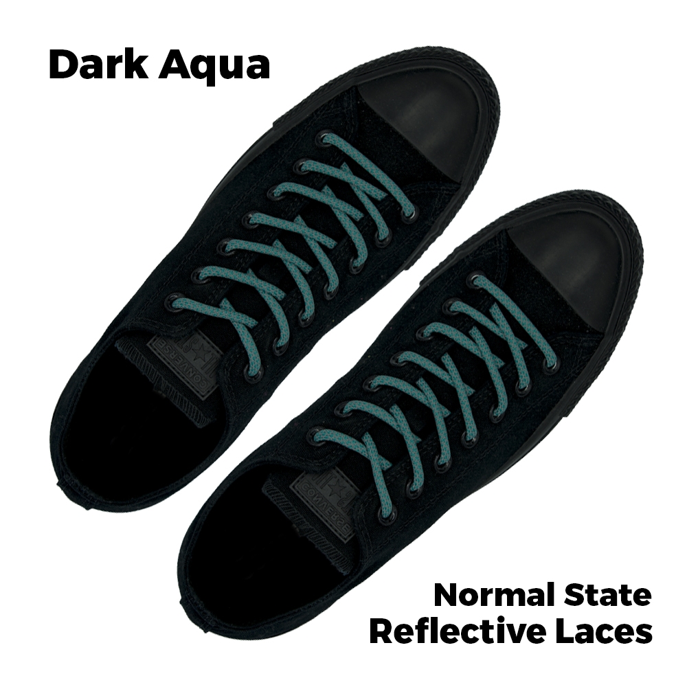 Reflective Shoelaces Round Dark Aqua 100 cm - Ø5mm Cross