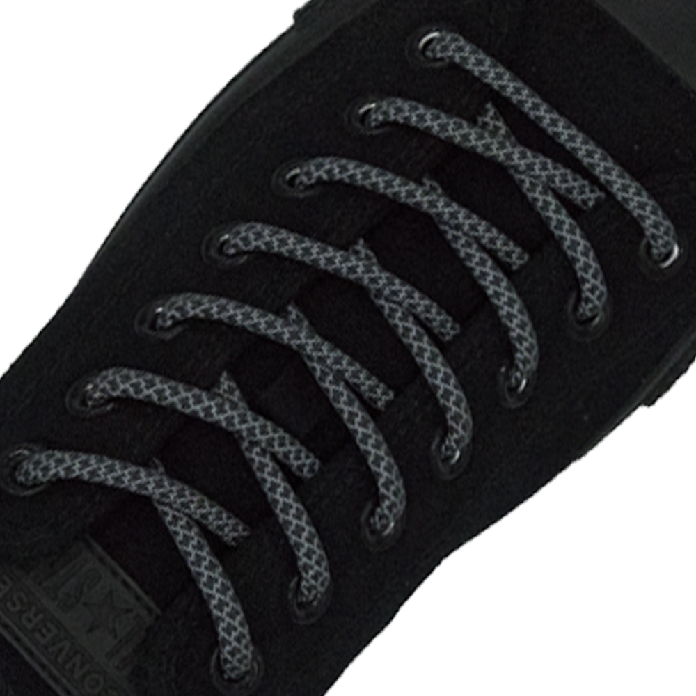 Reflective Shoelaces Round Dark Grey - Ø5mm Cross